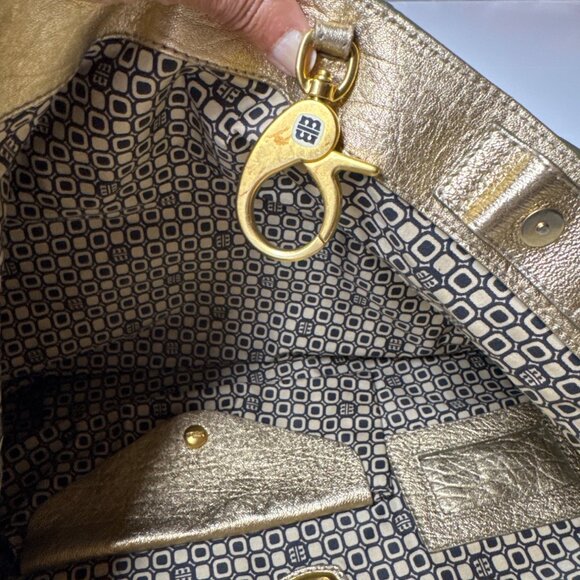 Loyd Maish Metallic Gold Leather Tote Bag With Dual Handles - Picture 7 of 12